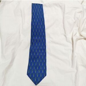 Authentic Vintage Yves Saint Laurent YSL Silk Tie Made in Italy Blue Geometric